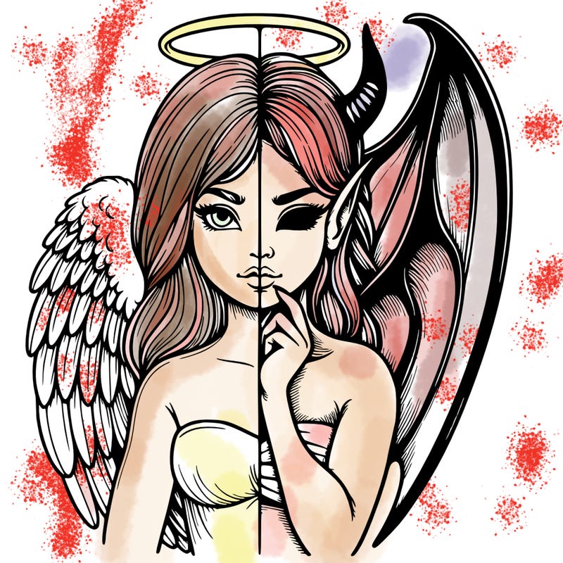 realistic angel half demon