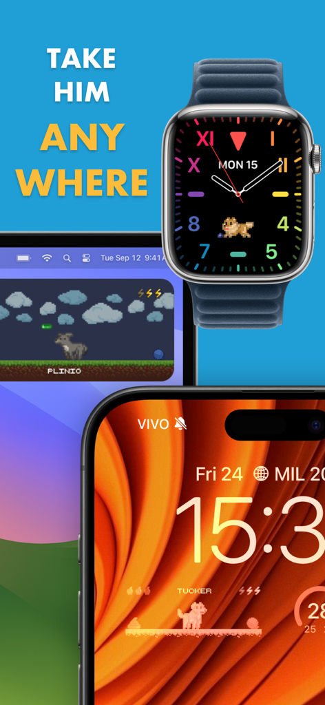 Pex: Watch face & Pet AI - Pex pixel art pet companion on Apple Watch face and iPhone lock screen widget