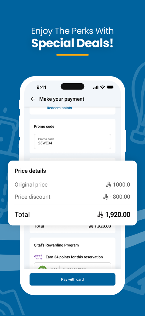 MacQueen: Best Hotel Rates - MacQueen hotel booking app payment screen showing special deals and price discounts