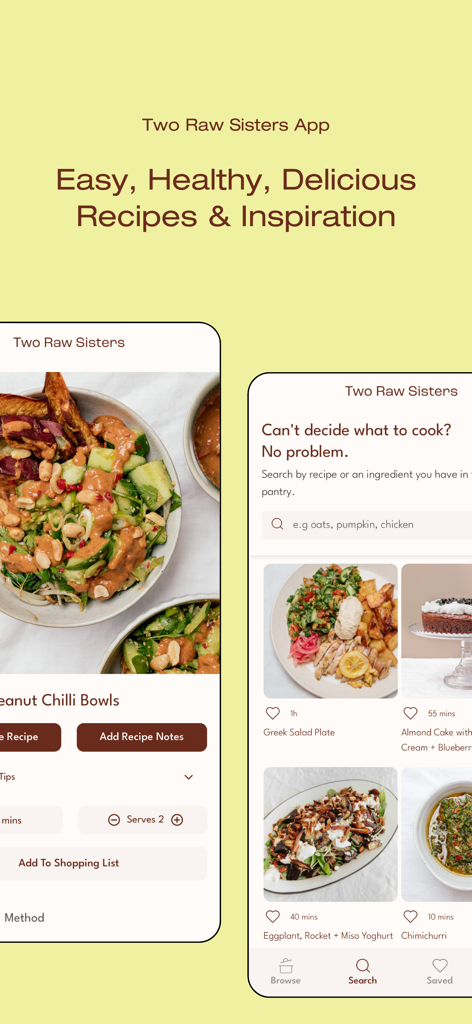 Two Raw Sisters Recipes - Two Raw Sisters Recipes app displaying healthy meal options and easy search features
