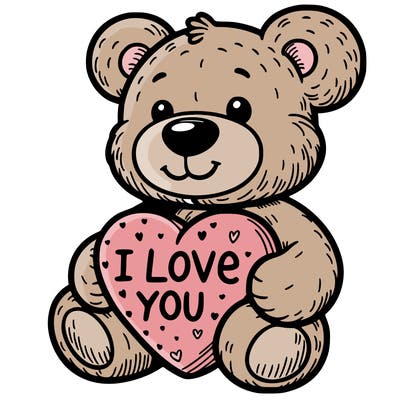 teddy bear holding an i love you heart
