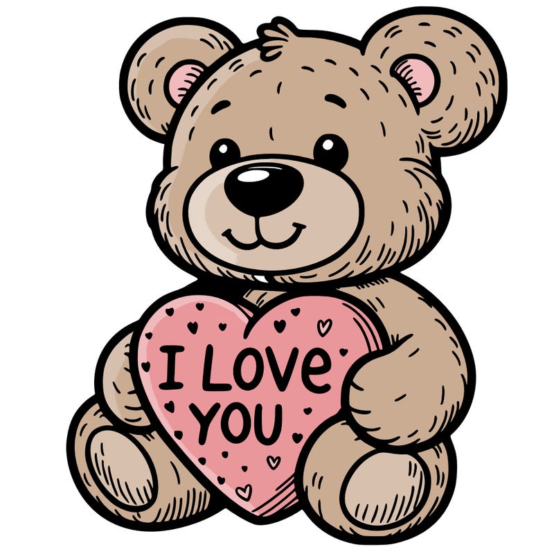 teddy bear holding an i love you heart