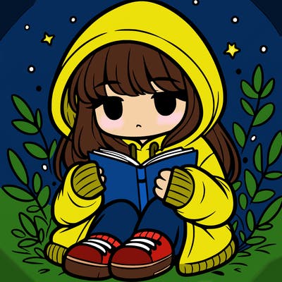girl in oversized hoodie reading a book