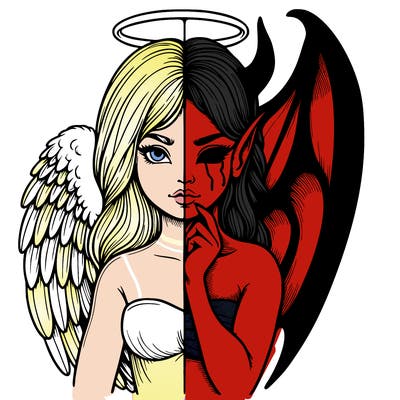 realistic angel half demon