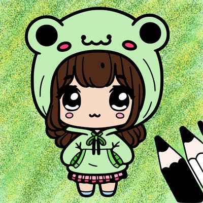 cute girl in a cute froggy hoodie