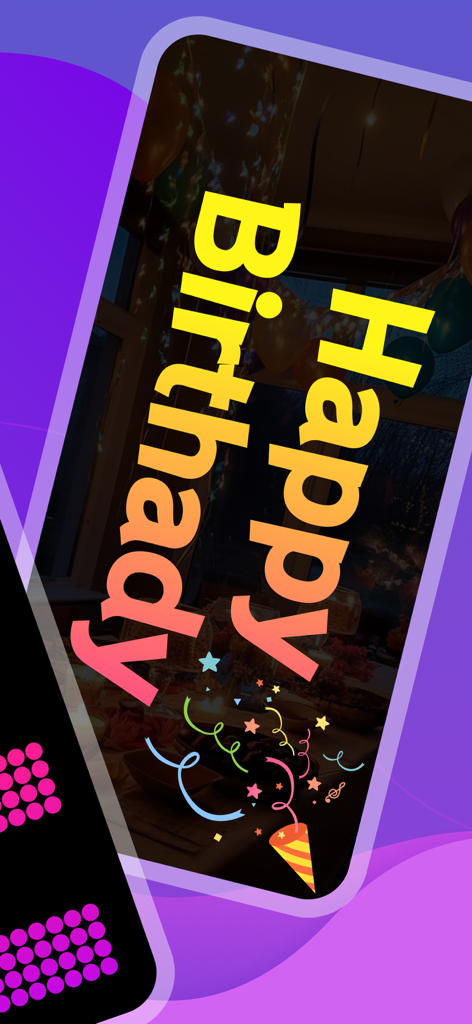 LED Banner - Big Text Display - Happy Birthday message on a digital LED banner app for parties