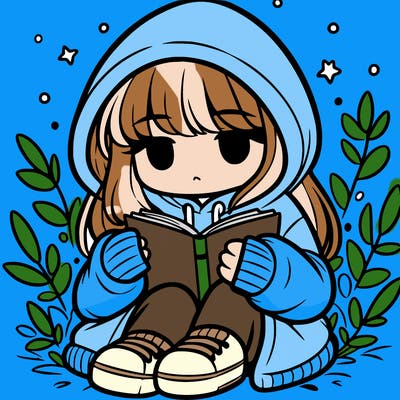 girl in oversized hoodie reading a book
