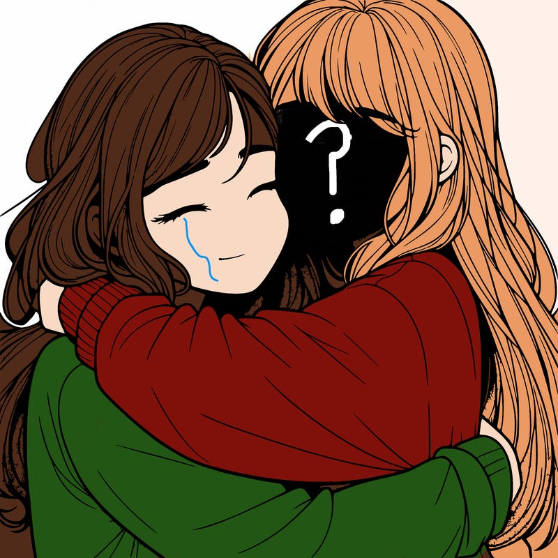 realistic two girls hugging