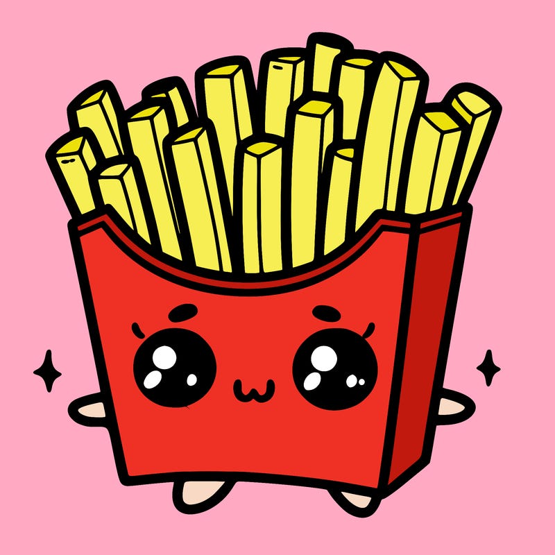 a cute. french fries