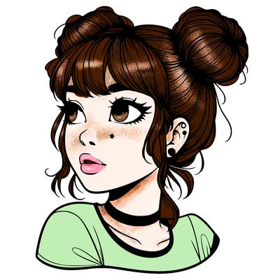 realistic girl with spacebuns