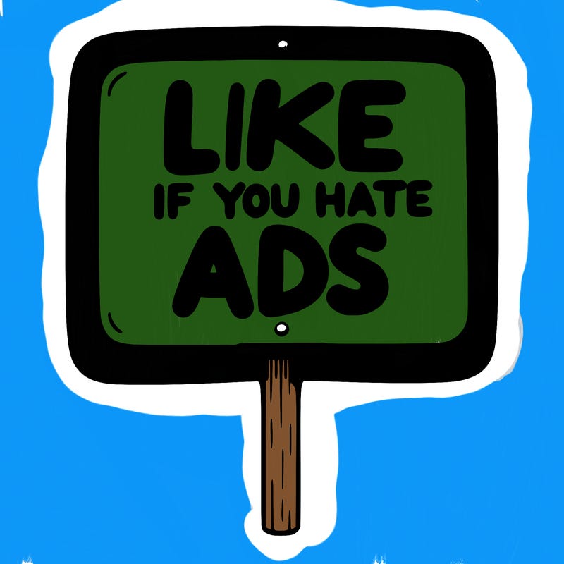 a sign that says like if you hate ads