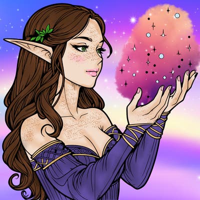 realistic elf girl doing magic