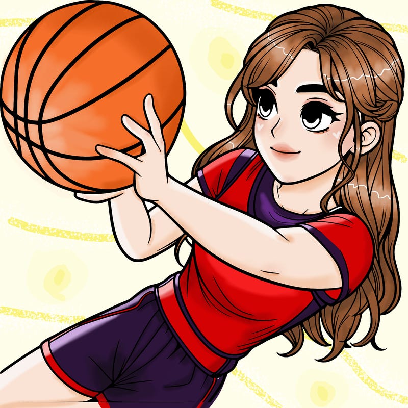 realistic girl playing basketball