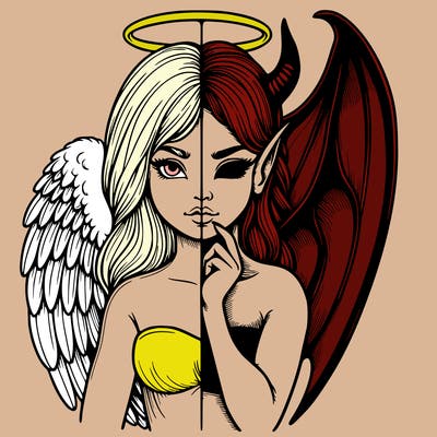 realistic angel half demon