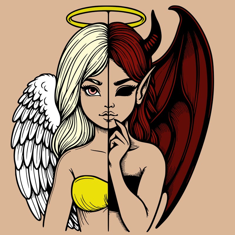 realistic angel half demon