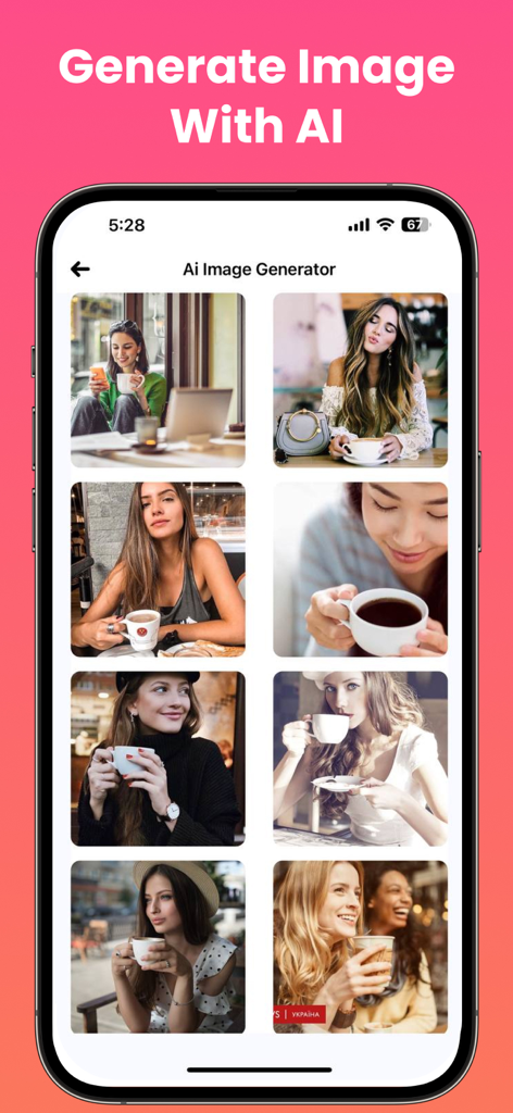 Hola Browser-Private&Fast web - Interface of Hola Browser showing the AI Image Generator feature with a grid of generated images of people.
