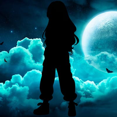 girl in baggy pants crop top and long hair