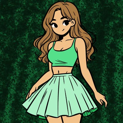 woman in a skirt and crop top