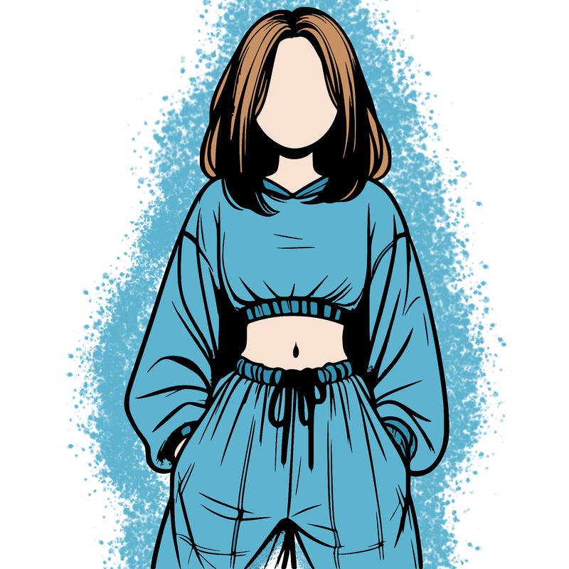 realistic girl faceless with baggy pants and a crop top