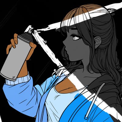 a realistic girl spray, painting