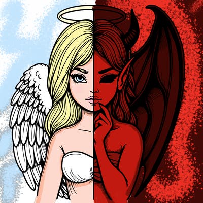 realistic angel half demon