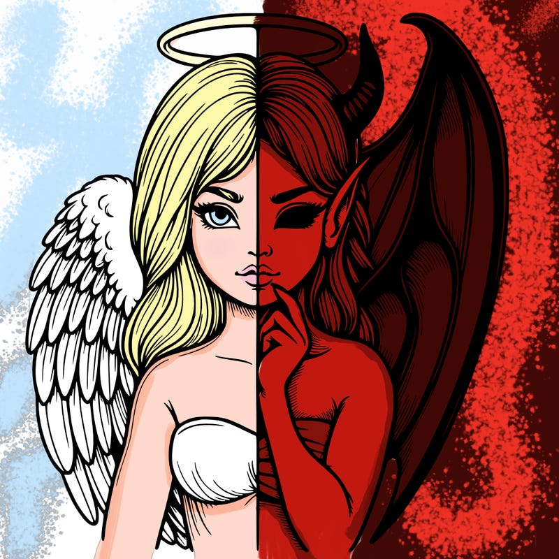 realistic angel half demon