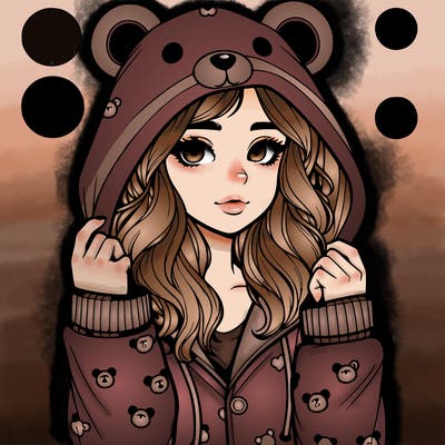 realistic girl in a animal pjs hoodie