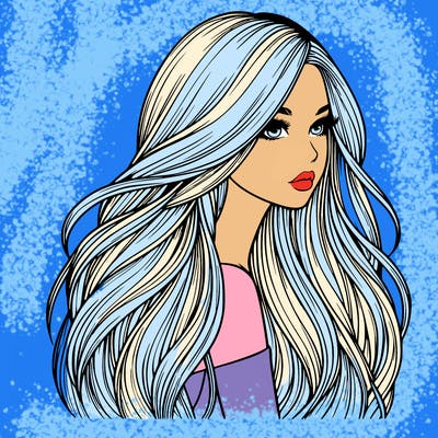 realistic girl with long realistic hair
