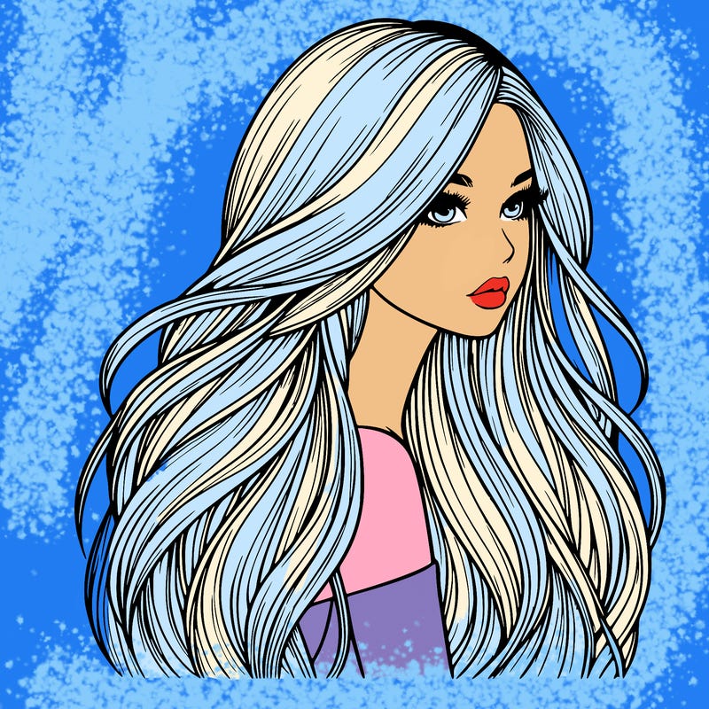 realistic girl with long realistic hair