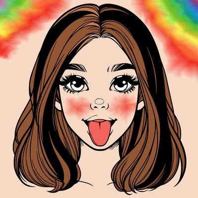 realistic girl with her tongue out