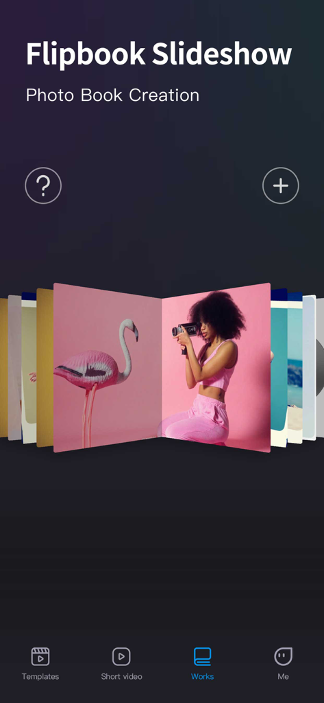 Flipbook Slideshow interface in MovieStudio app for creating digital photo books