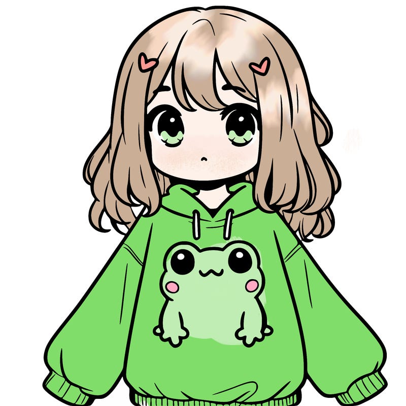 girl wearing frogging sweatshirt