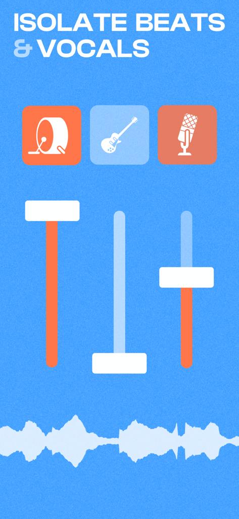 Cross DJ - Music Mixer App - Cross DJ app interface showing the stems feature to isolate beats and vocals with sliders