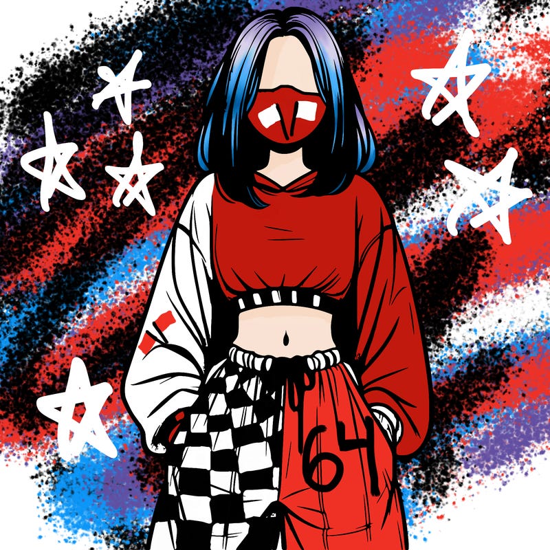 realistic girl faceless with baggy pants and a crop top