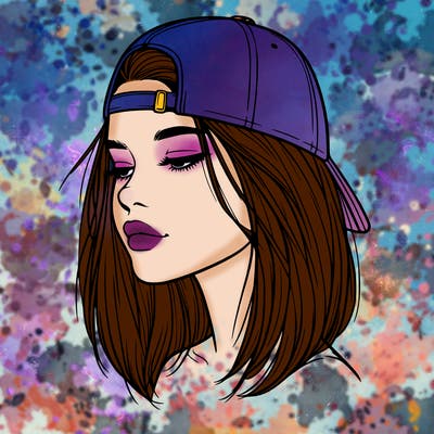 realistic  girl with a backwards hat