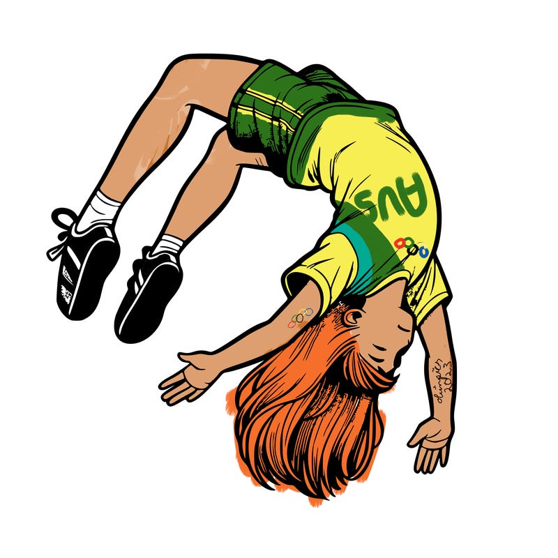 realistic girl doing a backflip