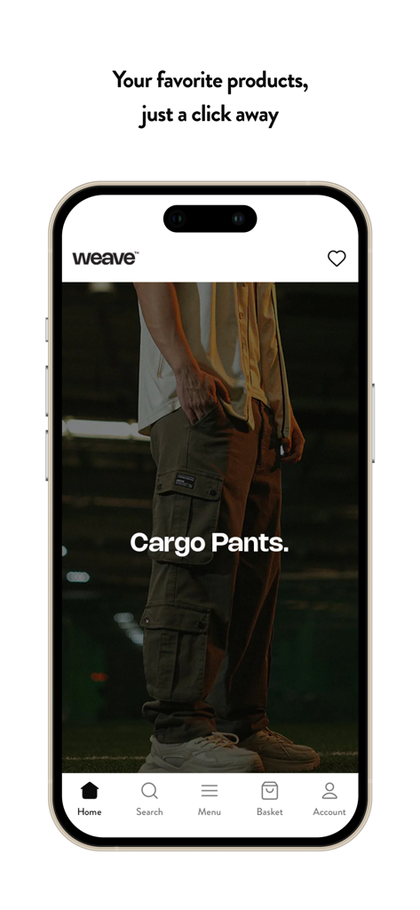 Weave Wardrobe - Weave Wardrobe app screen showcasing streetwear cargo pants.