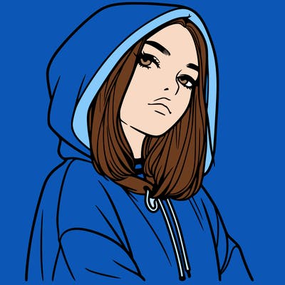 a realistic girl in a hoodie