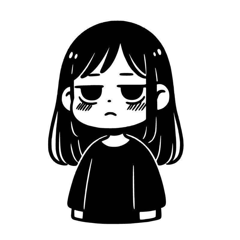 no emotion girl with black clothes