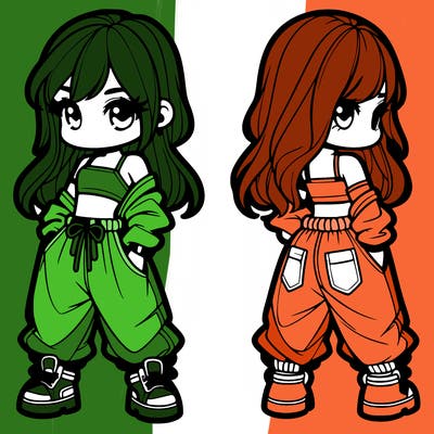 girl in crop top and baggy pants