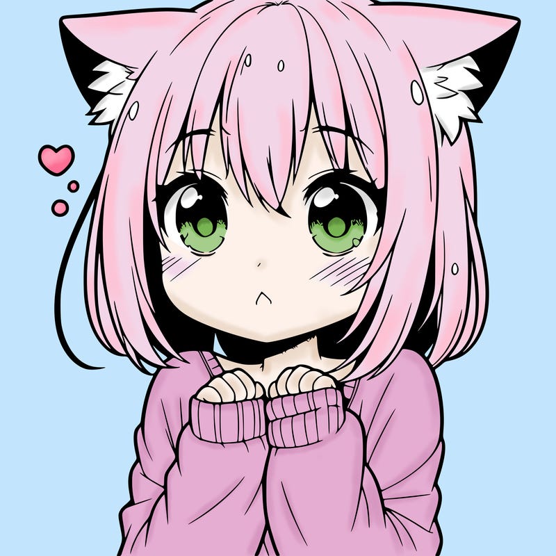 shy anime catgirl