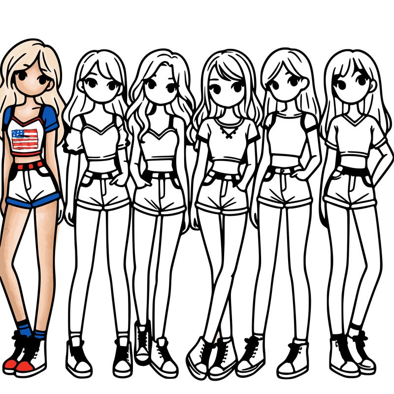 a group of girls wearing crop tops and shorts