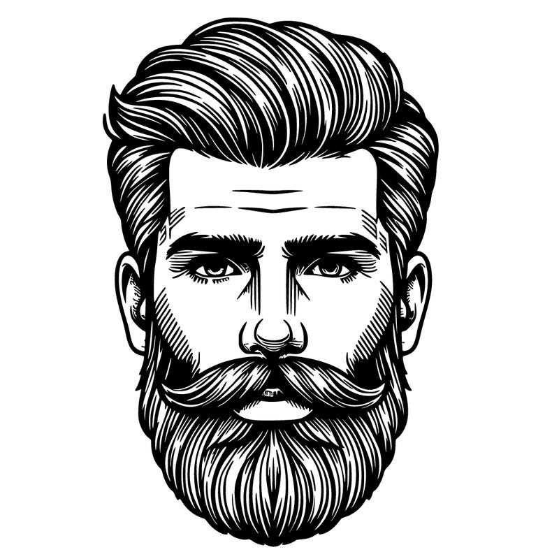 detailed face portrait with beard