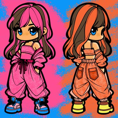 girl in crop top and baggy pants