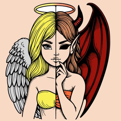 realistic angel half demon