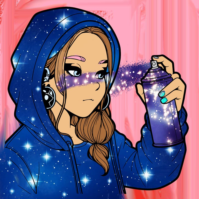 a realistic girl, spray painting