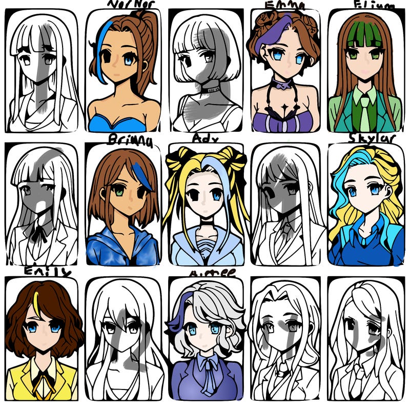 girls that look diffrent anime