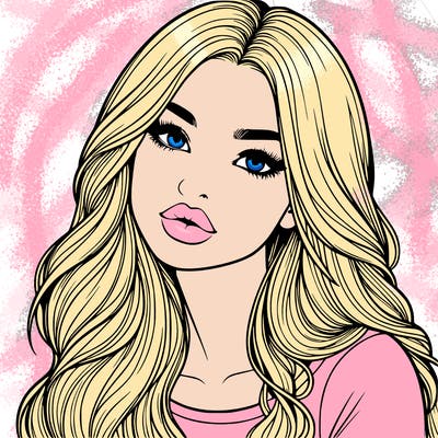 realistic girl with hair on her hair and lips