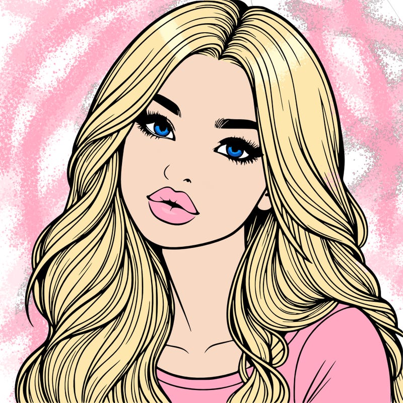 realistic girl with hair on her hair and lips