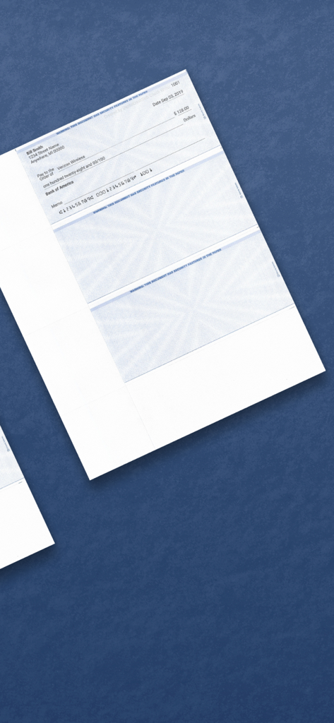 Example of a printed check for Verizon Wireless on bank check paper stock